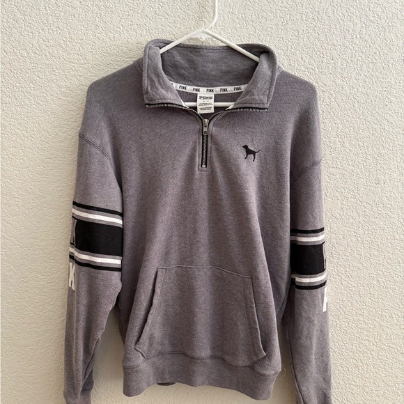 PINK Victoria's Secret Jackets & Blazers - Victoria's Secret PINK Gray and Black Zip-Up Sweater